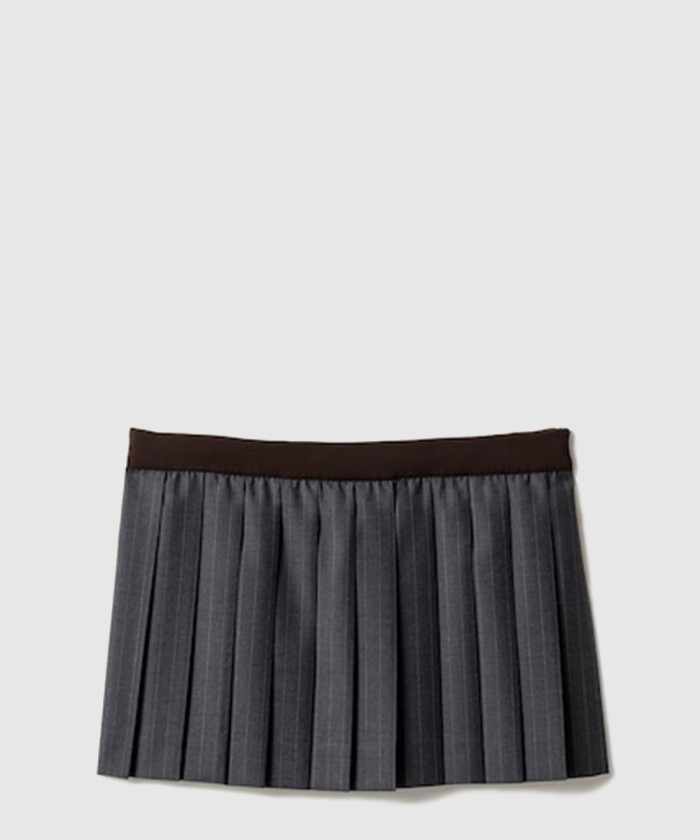 미우미우 플리츠 핀스트라이프 미니스커트 MG2529