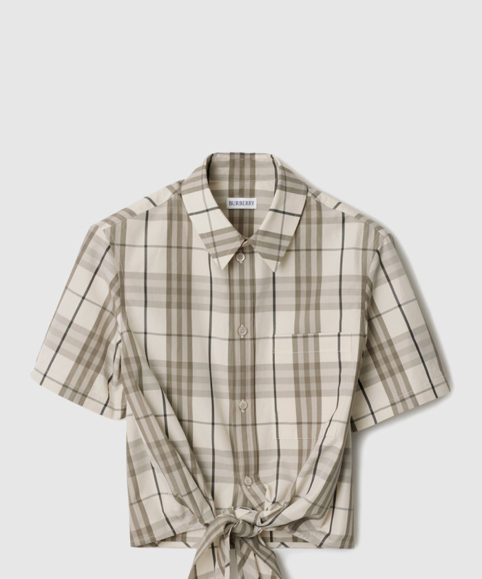 버버리 크롭 체크 코튼 셔츠 81092291