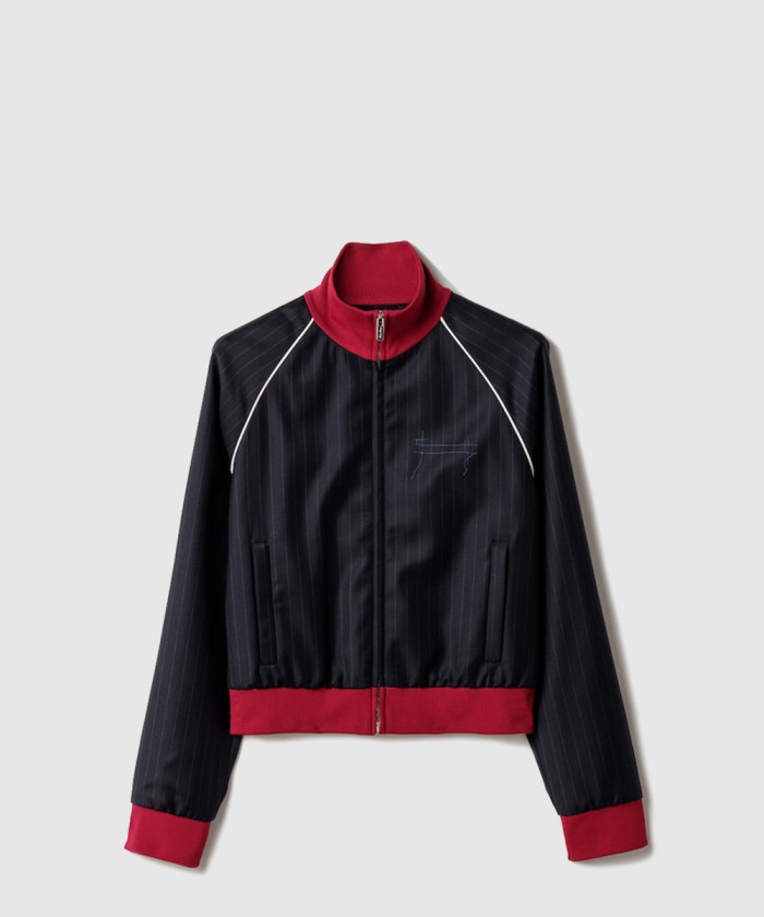 미우미우 핀스트라이프 지퍼 블루종 재킷 ML1324