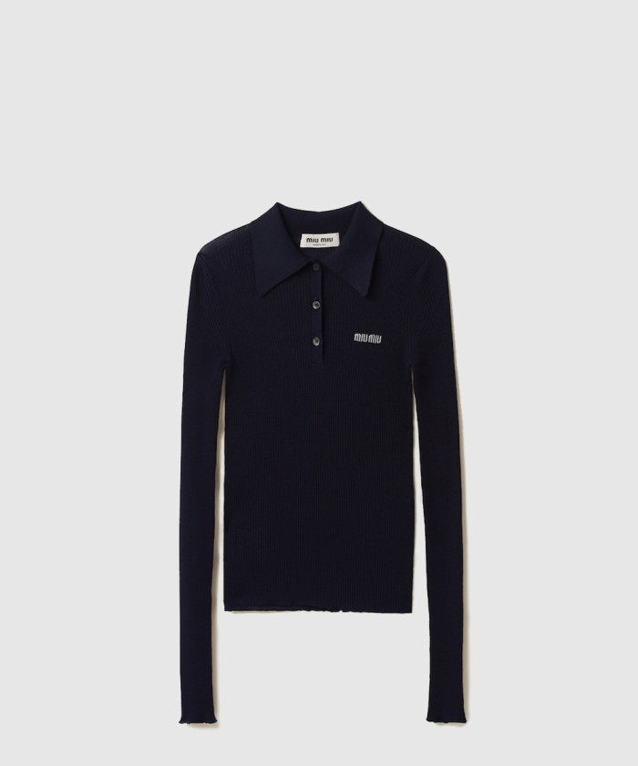 미우미우 캐시미어 및 실크 니트 폴로 셔츠 MML820
