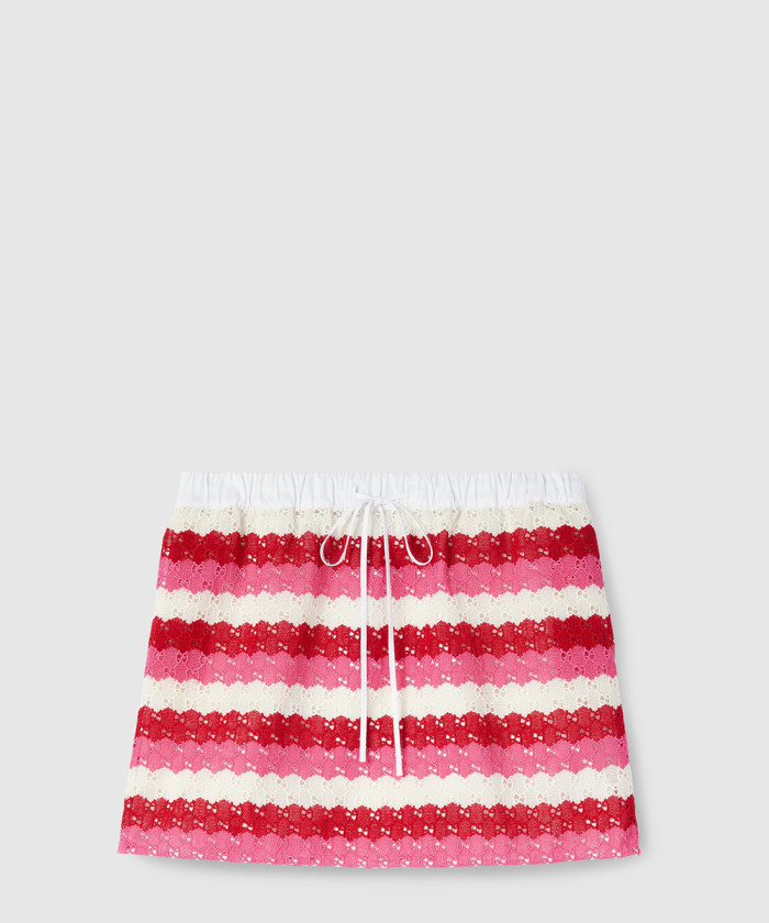 구찌 스트라이프 GG 매듭 우븐 스커트 ‎826592