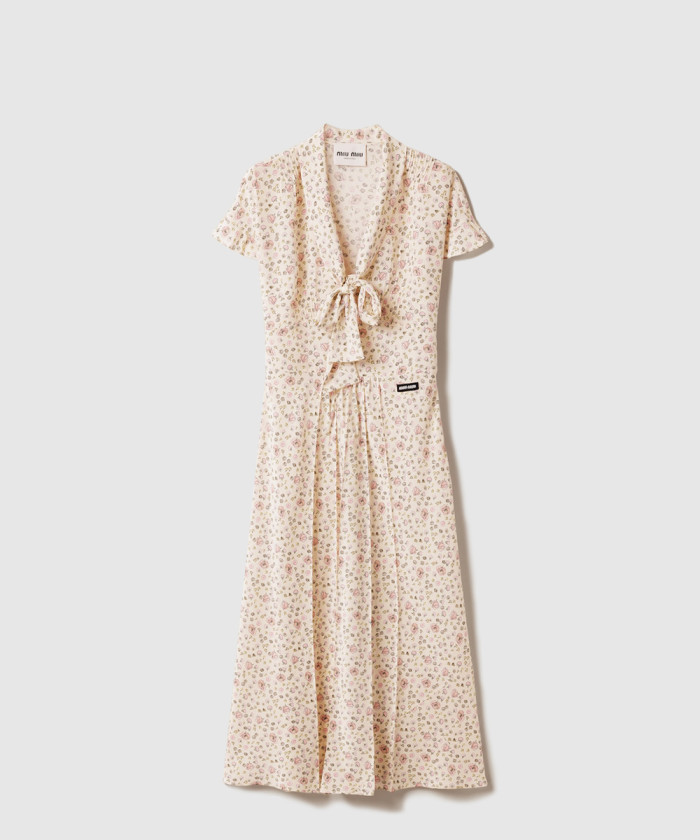 미우미우 롱 크레이프 드 신 드레스 MF5971