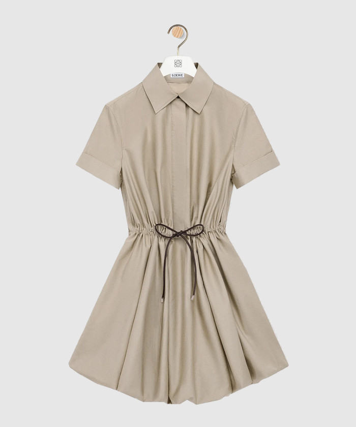 로에베 쇼트 슬리브 드레스 코튼 & 실크