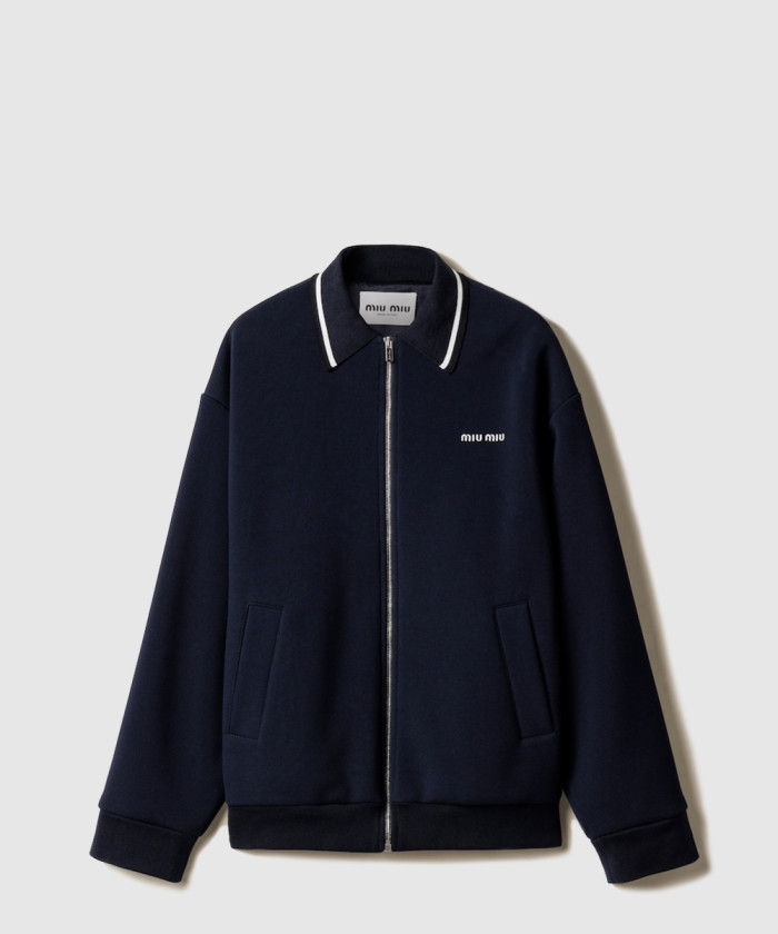 미우미우 본딩 피케와 테크니컬 니트 패브릭 재킷 ML1258