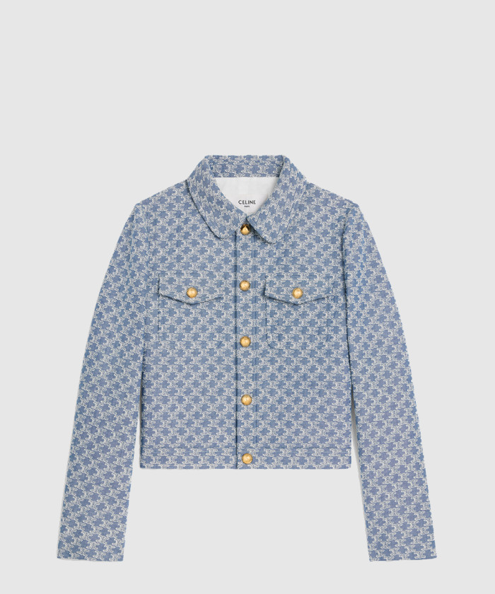 셀린느 트러커 재킷 모노그램 샴브레이 코튼 RV07W0