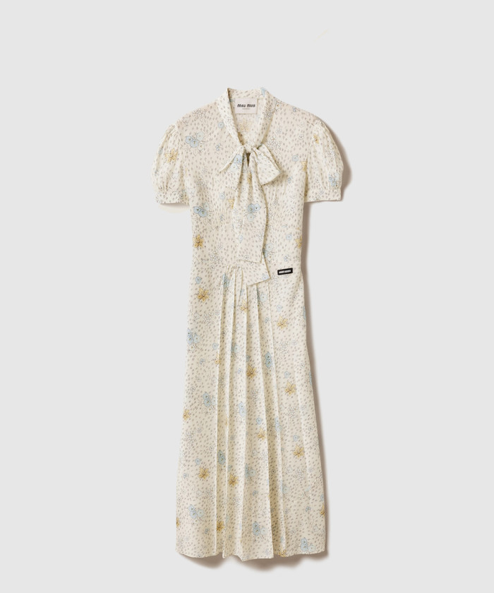 미우미우 롱 크레이프 드 신 드레스 MF5972