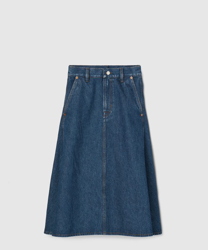 구찌 미디 데님 스커트 807334