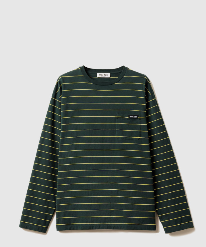 미우미우 롱 슬리브 코튼 저지 티셔츠 MJL014