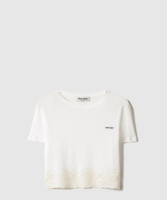 미우미우 립 조직 저지 및 레이스 티셔츠 MJN565