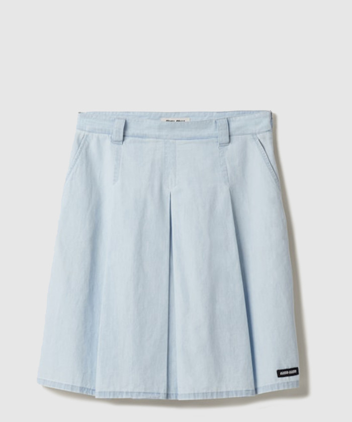 미우미우 플리츠 샴브레이 스커트 GWD320