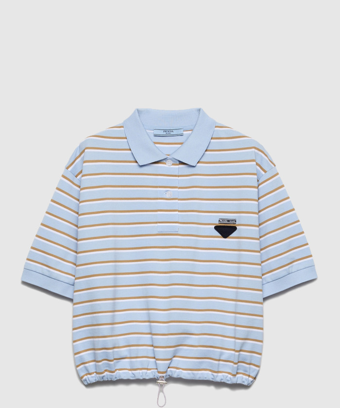 프라다 크롭 스트라이프 피케 폴로 셔츠 39609