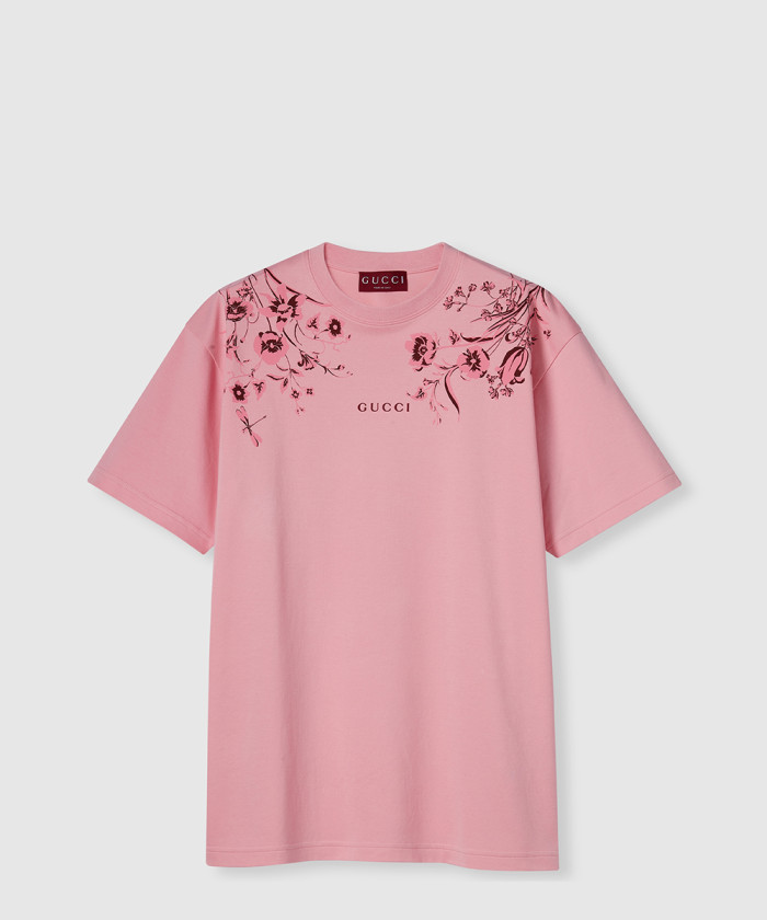 구찌 부드러운 코튼 저지 프린트 티셔츠 837959