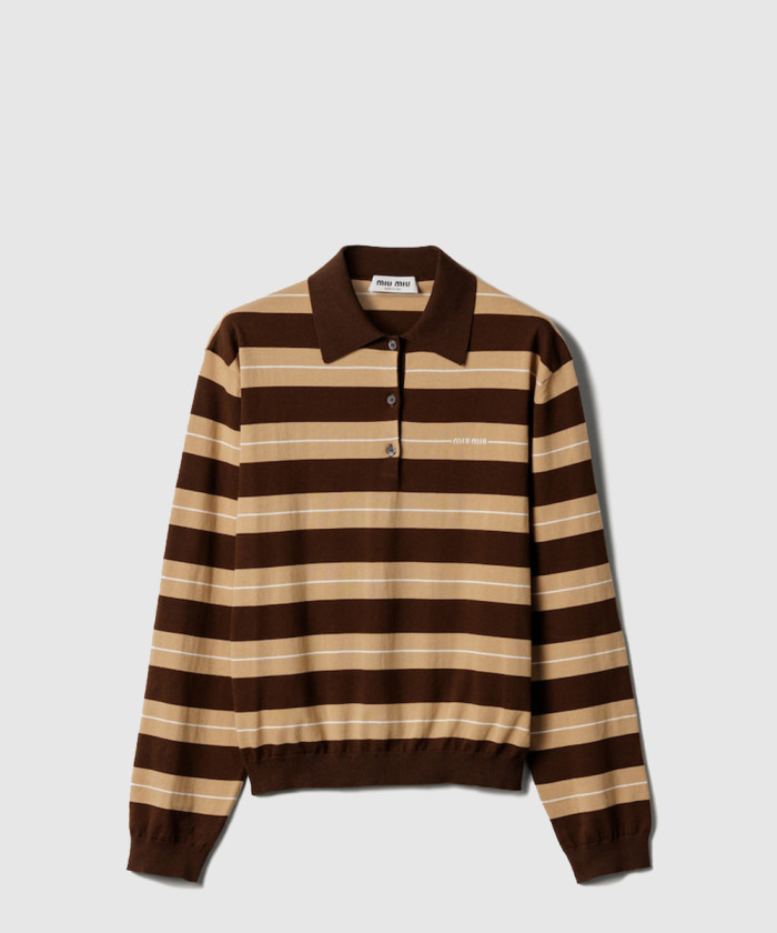 미우미우 코튼 니트 폴로 셔츠 MMLB32