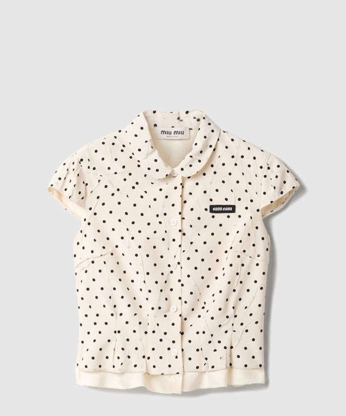 미우미우 폴카 도트 크레이프 드 신 셔츠 MK1902