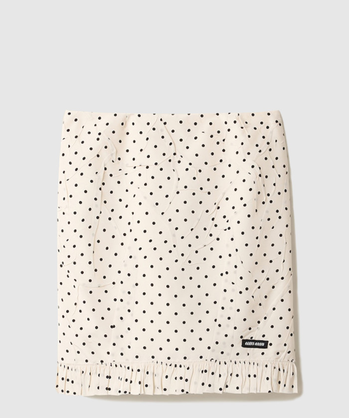 미우미우 폴카 도트 크레이프 드 신 스커트 MG2349