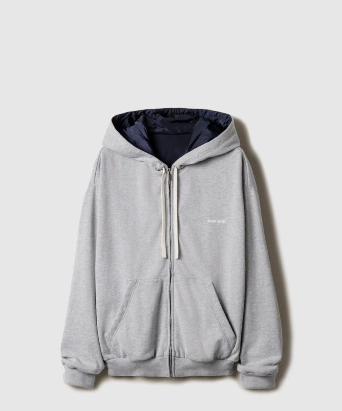 미우미우 저지 및 테크니컬 퐁제 블루종 재킷 ML1257