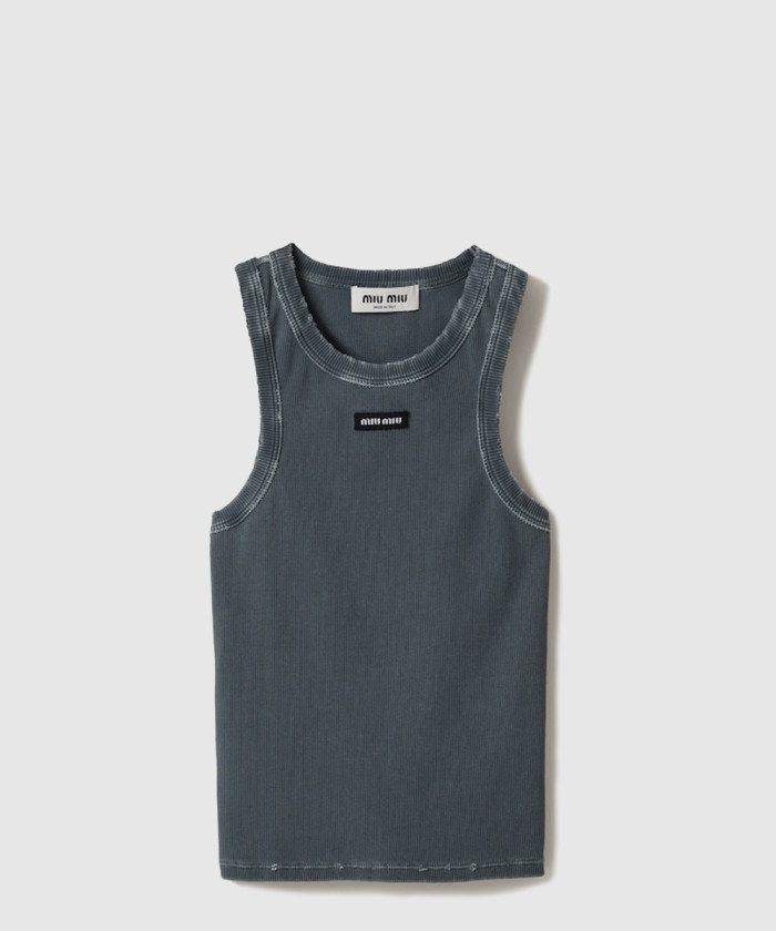 미우미우 후염 립 조직 니트 저지 탑 MJT696