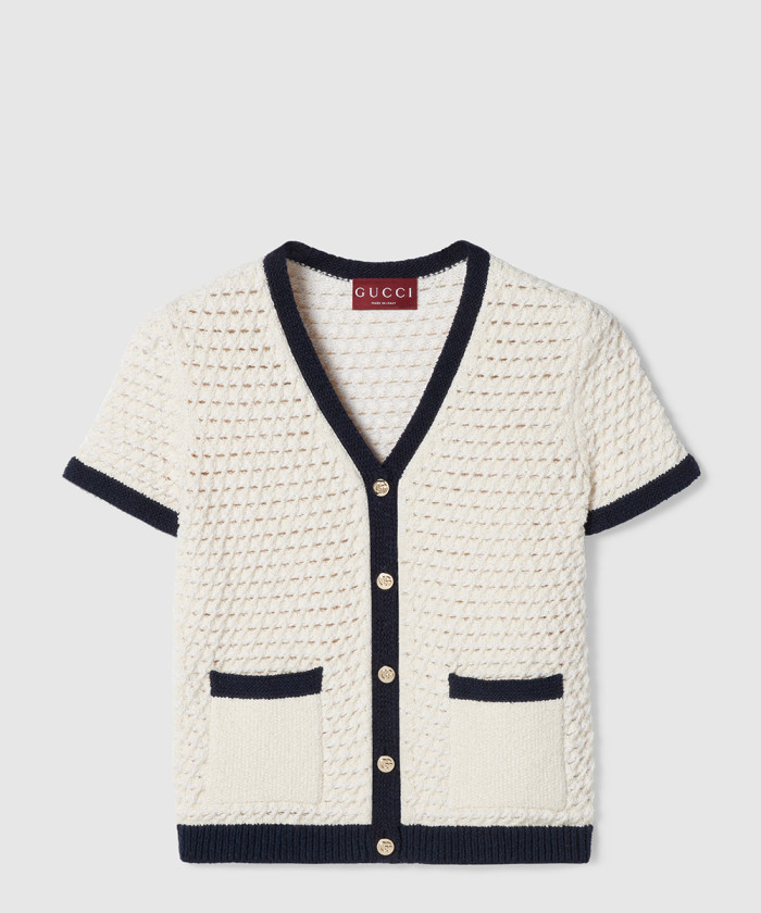 구찌 파인 코튼 크로셰 카디건 824722