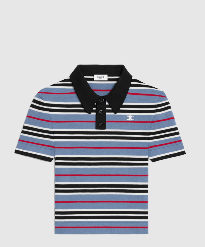 셀린느 크롭 폴로 스트라이프 코튼 RY0BY8