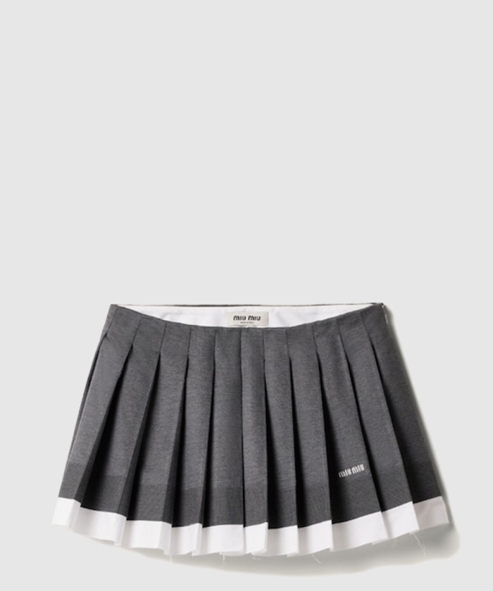 미우미우 니트 및 포플린 플리츠 미니스커트 MG2333