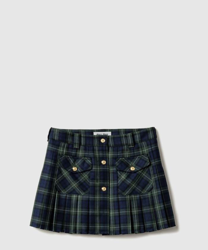 미우미우 플리츠 타탄 미니스커트 MG2358