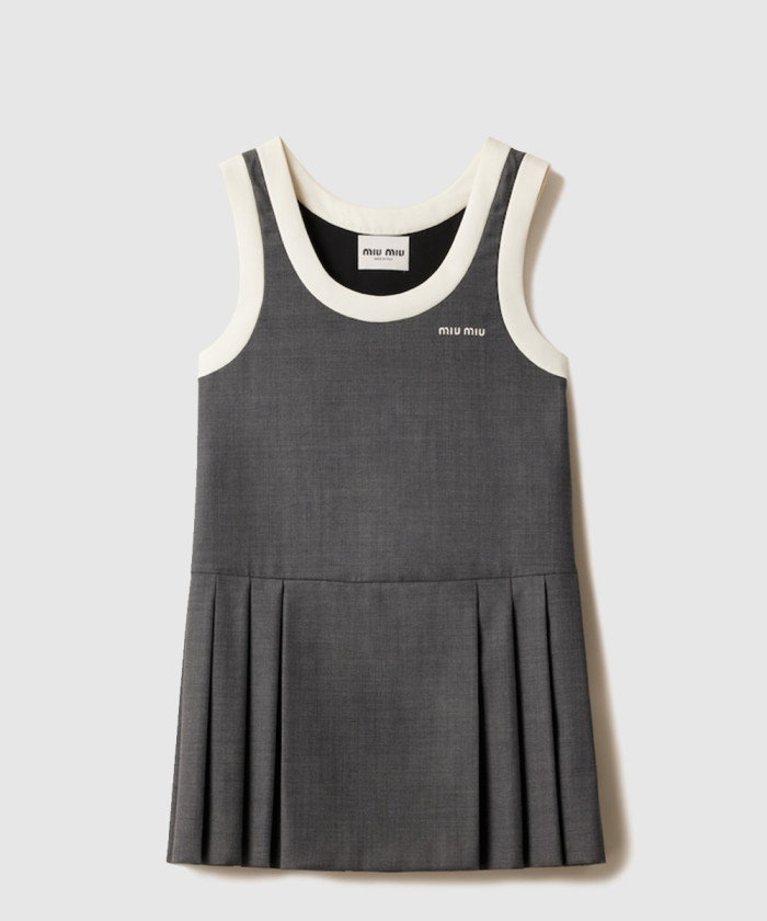 미우미우 플리츠 그리자이유 미니드레스 MF5647