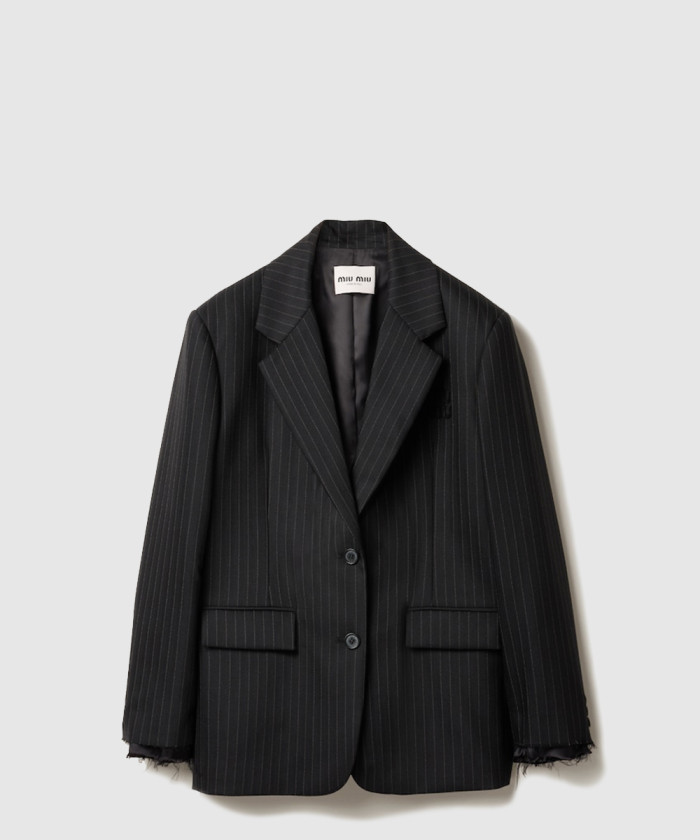 미우미우 싱글브레스트 핀스트라이프 재킷 MH1974
