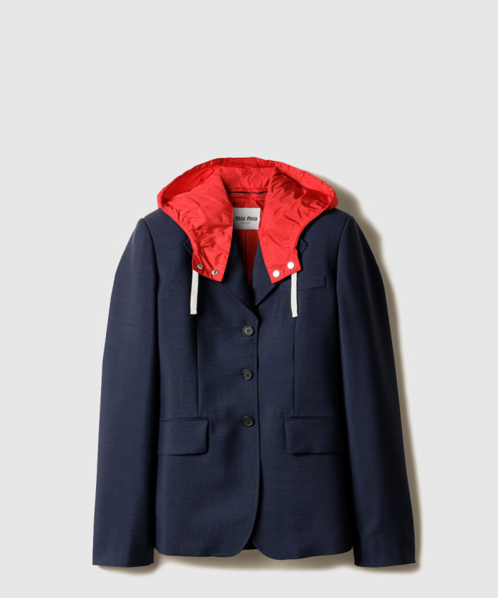 미우미우 더블브레스티드 키드 모헤어 및 테크니컬 퐁제 재킷 MH1999