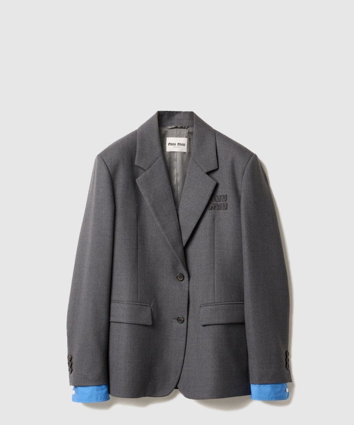 미우미우 싱글브레스트 개버딘 재킷 MH1974