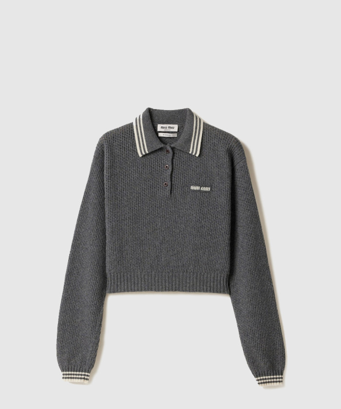 미우미우 울 및 캐시미어 폴로 스웨터 MMLA26