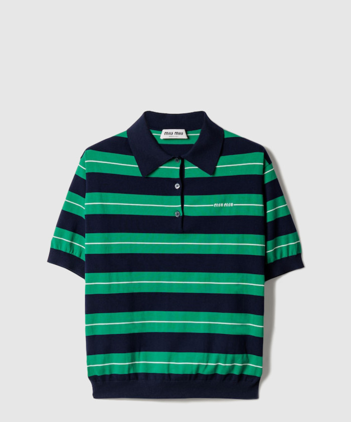 미우미우 코튼 니트 폴로 셔츠 MMLB33