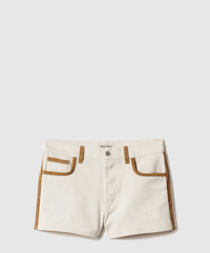 미우미우 데님 및 가죽 쇼츠 GWP530