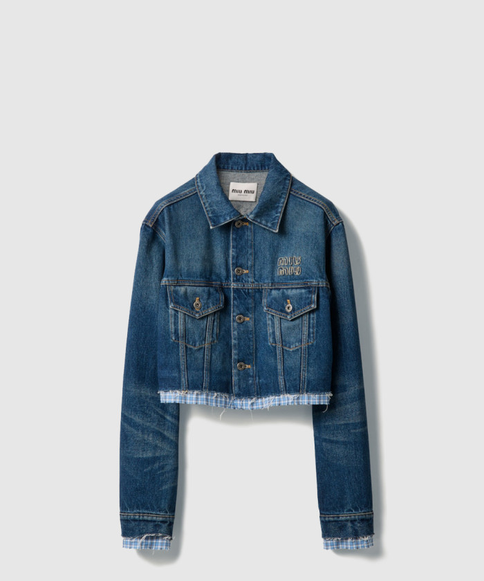미우미우 워싱 데님 블루종 재킷 GWB247