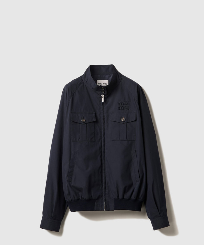 미우미우 포켓이 달린 파나마 코튼 블루종 재킷 ML943