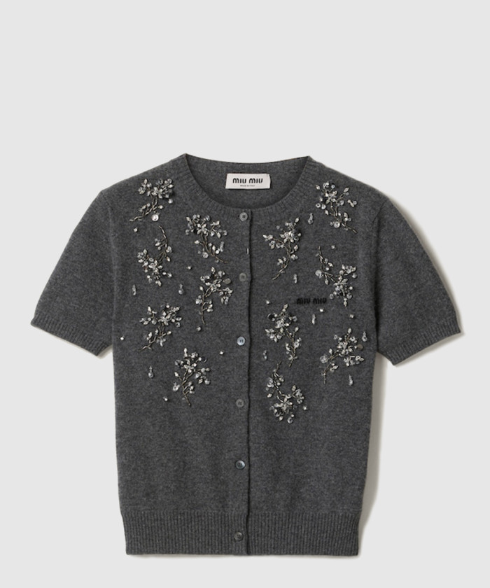 미우미우 자수 캐시미어 가디건 MMF959
