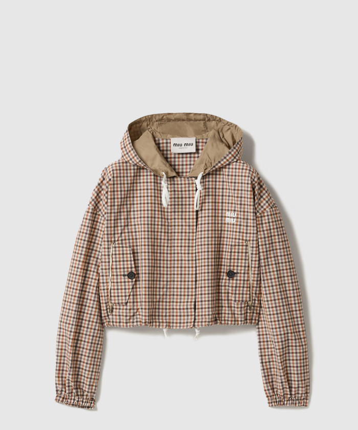 미우미우 비쉬 체크 기능성 소재 블루종 재킷 ML1190