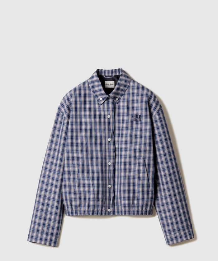 미우미우 체크 패브릭 블루종 재킷 ML1263