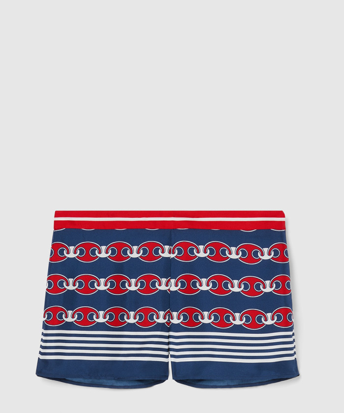 구찌 프린트 트윌 멀버리 실크 쇼츠 840637