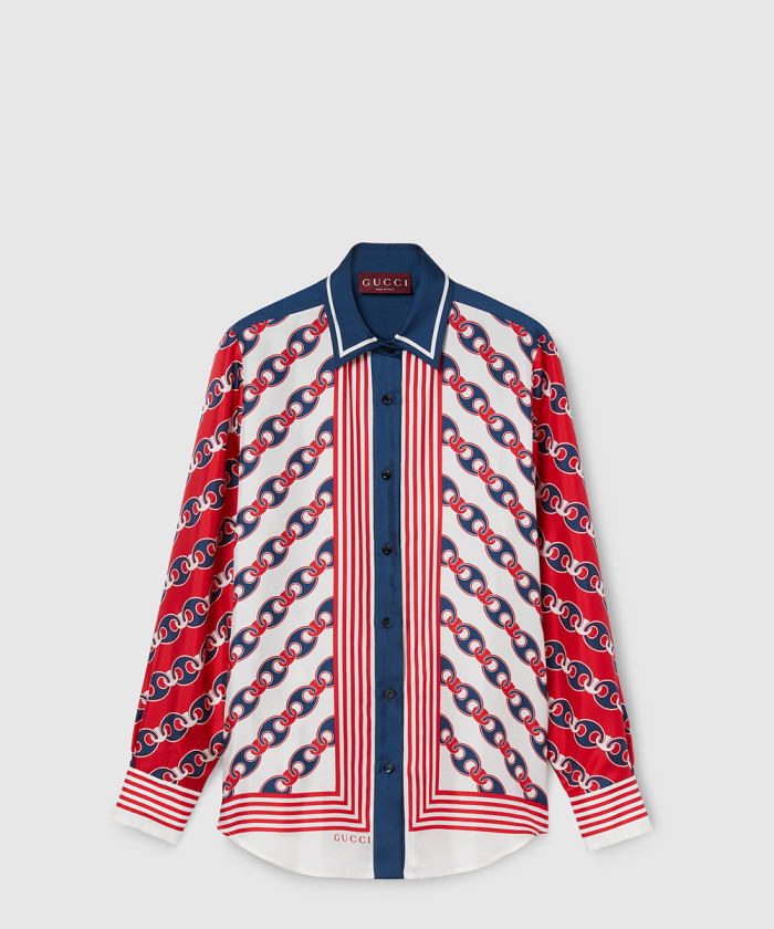 구찌 트윌 멀버리 실크 프린트 셔츠 837642