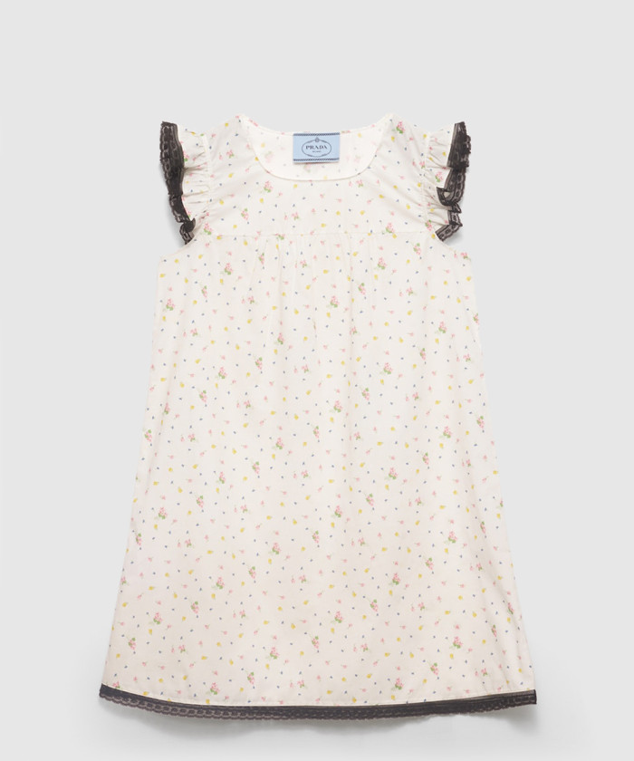 프라다 플로럴 프린트 코튼 바티스트 미니드레스 P3P32
