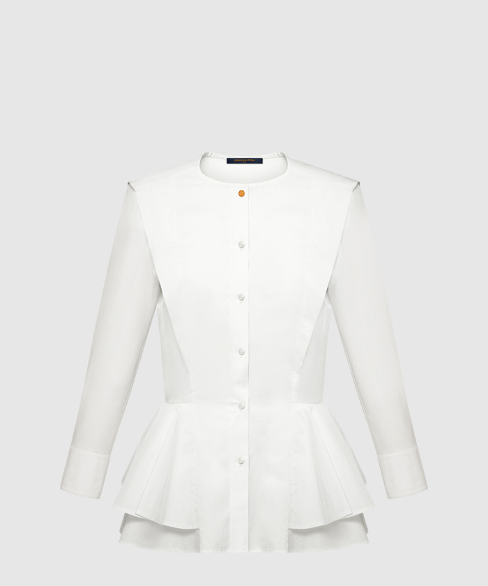 루이비통 포플린 페플럼 블라우스 1AHHMN