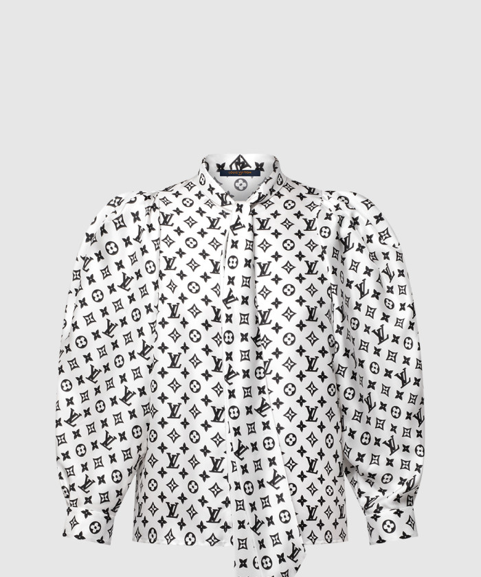 루이비통 3D 모노그램 퍼프 슬리브 블라우스 1AHHJA