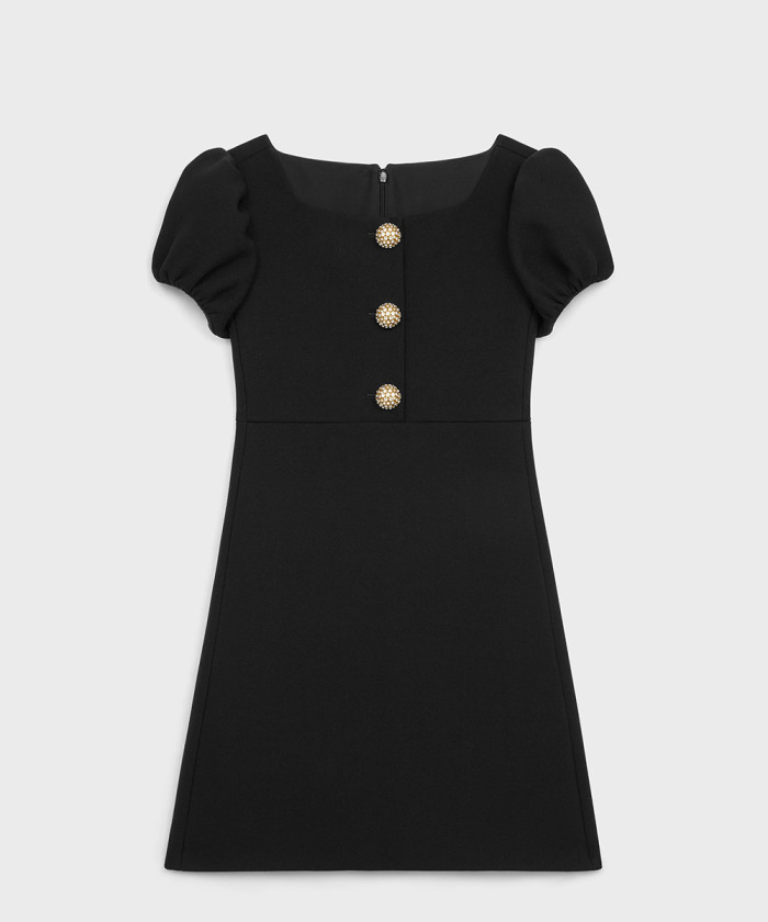 셀린느 울 피케 주얼리 버튼 미니 드레스 RR0C32