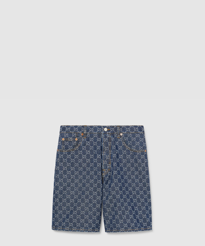 구찌 로우라이즈 GG 데님 자카드 쇼츠 782163