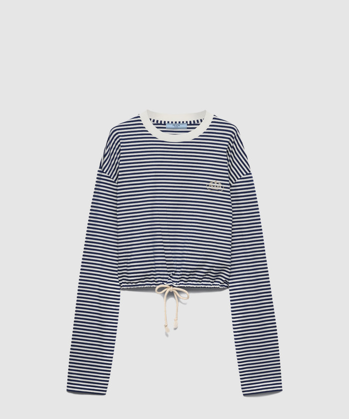 프라다 긴소매 스트라이프 저지 티셔츠 34675R