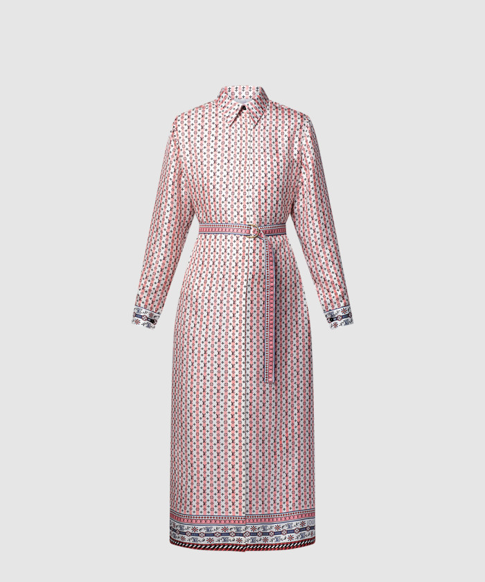 루이비통 스카프 프린트 셔츠 드레스 1AHHYX