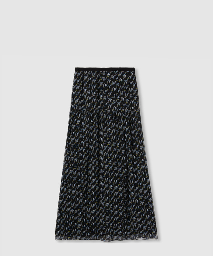 구찌 프린트 실크 스커트 818445