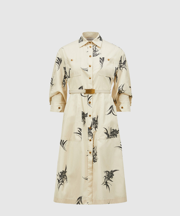 몽클레어 플로럴 프린트 코튼 셔츠 드레스