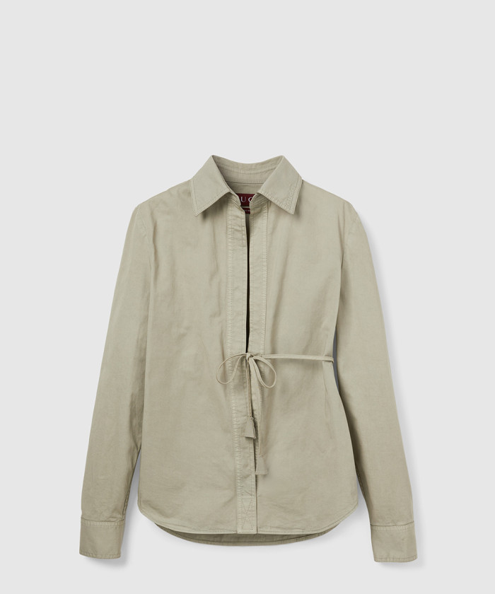 구찌 타이 웨이스트 코튼 트윌 셔츠 830134