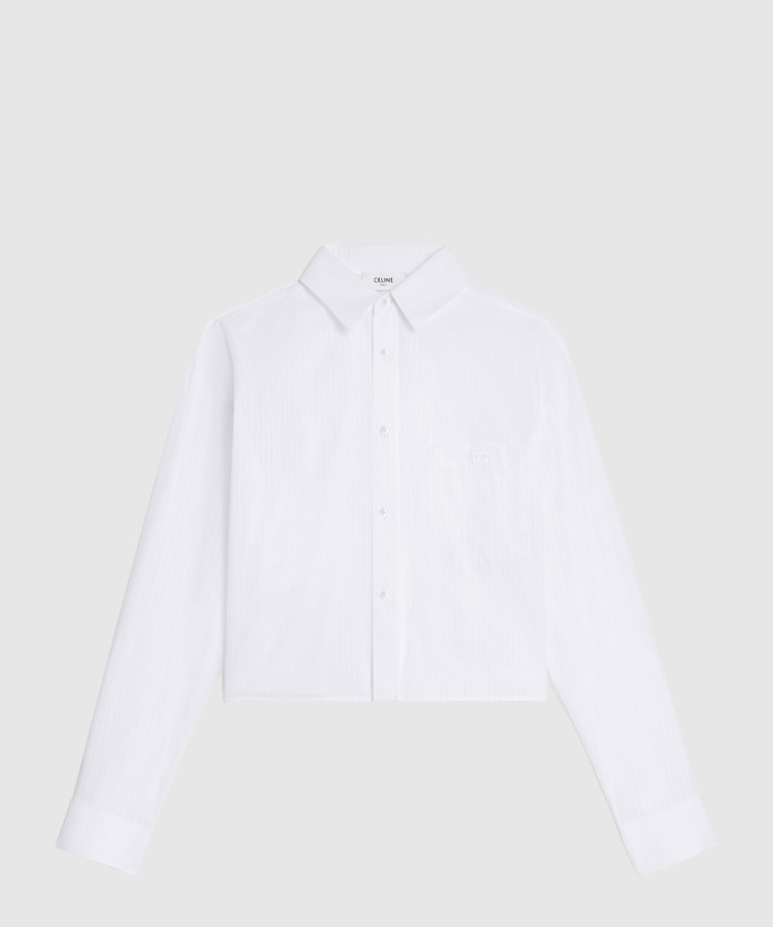 셀린느 크롭 셔츠 스트라이프 코튼 2C8370